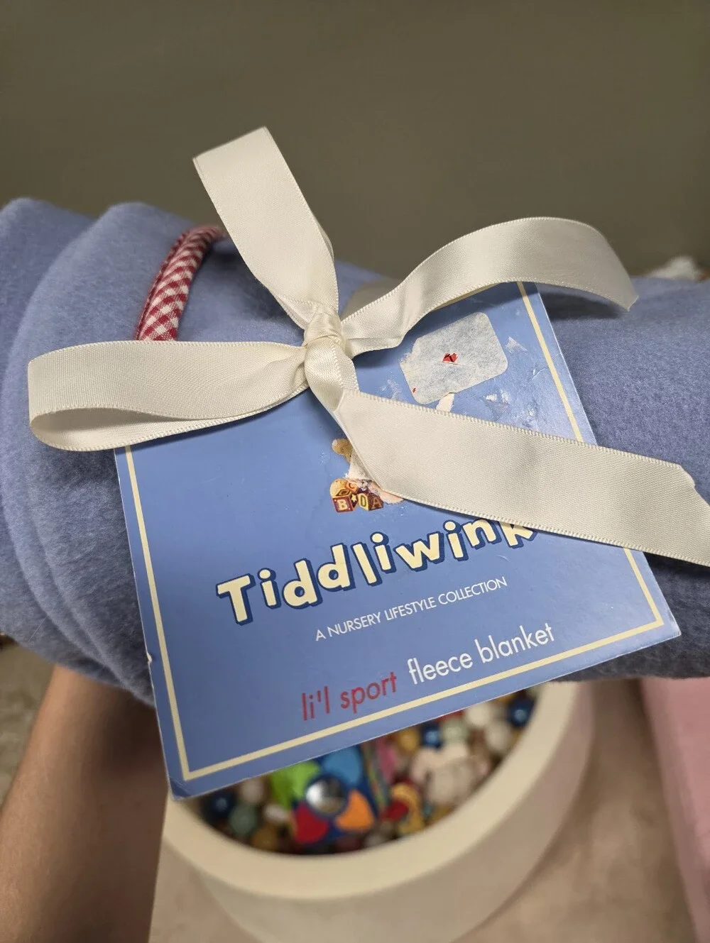 NWT Vintage Deadstock Tiddliwinks Li'l Sport Fleece Baby Blanket Blue Football